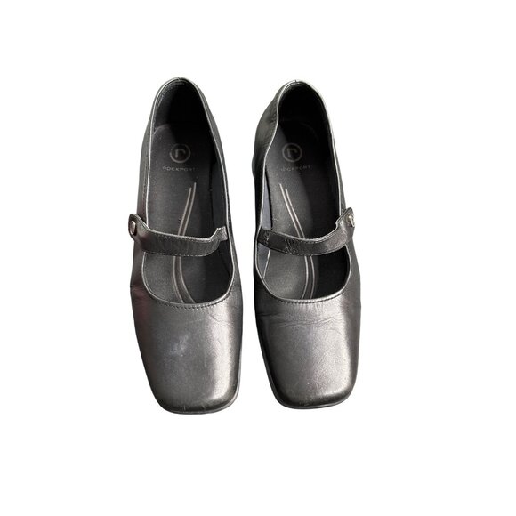 Rockport Women's Black Leather Mary Jane Shoes Square Toe Comfort 6.5W - Picture 1 of 10